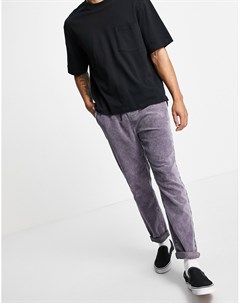 Вельветовые узкие брюки с эластичным поясом и эффектом кислотной стирки фиолетового цвета Asos design