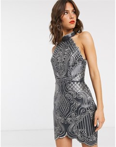 Полиуретановое платье мини с вышивкой Asos design