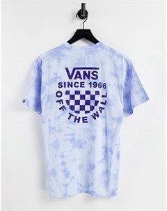 Синяя футболка с принтом тай дай логотипом и шахматным рисунком на спине Vans