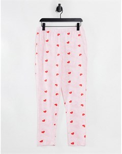 Розовые пижамные шорты с оборками и сердечками от комбинируемого комплекта Asos design