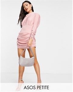 Платье мини розового цвета с присборенной талией и элементами драпировки ASOS DESIGN Petite Asos petite