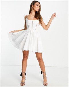 Белое фактурное платье мини с корсетом и шнуровкой на спине Premium Asos design