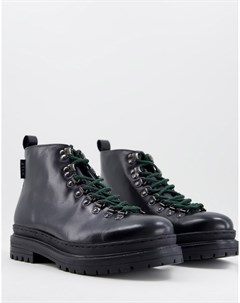 Черные походные ботинки премиум класса из кожи Walk london