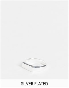 Посеребренное кольцо печатка со скошенными краями Asos design