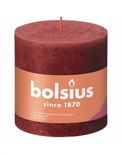 Свеча Rustic 10х10 см Shine нежно красная Bolsius