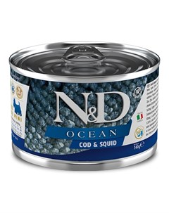 Влажный корм для собак N D Ocean Cod Squid Mini с треской и кальмарами для маленьких пород 0 14 кг Farmina
