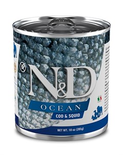 Влажный корм для собак N D Ocean Cod Squid с треской и кальмарами 0 285 кг Farmina