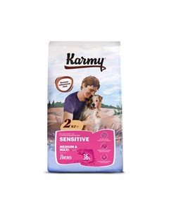 Сухой корм для собак с лососем для средних и крупных пород с чувствительным пищеварением 2 кг Karmy