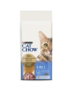 Сухой корм 3 в 1 с высоким содержанием домашней птицы и с индейкой Пакет 15 кг Cat chow