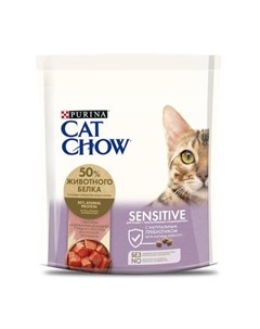 Сухой корм для кошек с чувствительным пищеварением с высоким содержанием домашней птицы с лососем Па Cat chow