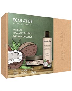 Подарочный набор Organic Coconut крем для тела 200 мл масло для душа 200 мл Ecolatier