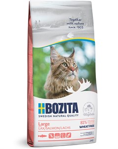 Сухой корм Large Wheat free Salmon для кошек крупных пород 2 кг Bozita