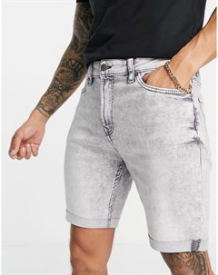 Серые супероблегающие джинсовые шорты Bershka