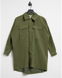 Oversized рубашка цвета хаки с карманами Object