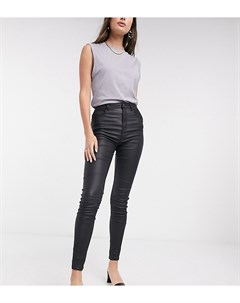 Черные моделирующие джинсы скинни из искусственной кожи с покрытием New look tall