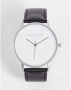Мужские часы в минималистичном стиле с черным кожаным ремешком Christian Lars Christin lars