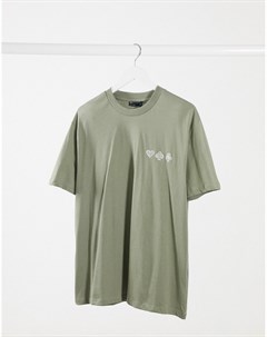 Свободная футболка цвета хаки с вышивкой Asos design