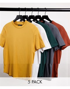 Комплект из 5 длинных футболок с разрезами Asos design