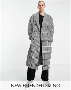Легкое oversized пальто без подкладки в мелкую клетку с нахлестом Asos design