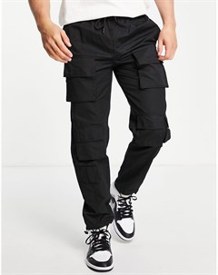 Черные свободные брюки карго с несколькими карманами Topman