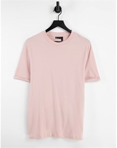 Бледно розовая футболка с отворотами на рукавах из органического материала Asos design