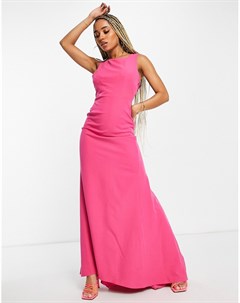 Ярко розовое платье макси с декором на спине Goddiva