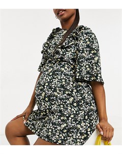 Платье мини для будущих мам с мелким цветочным принтом и оборками на рукавах Fashion Union Fashion union maternity