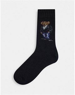 Черные носки с логотипом в виде элегантного медведя Polo ralph lauren