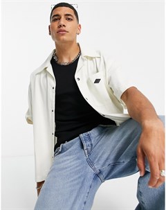 Свободная джинсовая рубашка светло бежевого цвета Topman