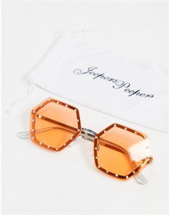 Женские шестиугольные солнцезащитные очки с оранжевой оправой Jeepers peepers