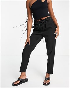 Черные брюки прямого кроя с завязкой на талии Vero moda