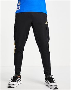 Черные джоггеры с карманами и тремя желтыми полосками adidas Football Adidas performance