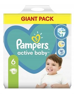 Подгузники Active Baby Dry GP S6 13 18кг 56шт Pampers