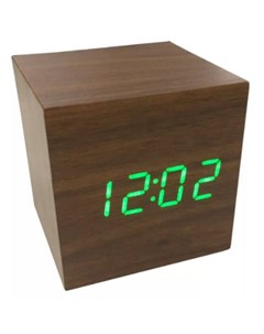 Часы электронные 869 деревянный куб с звуковым управлением коричневые Vst