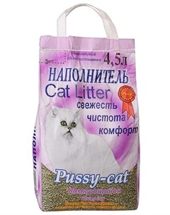 Наполнитель комкующийся глиняный для кошек 4 5 л 3 4 кг Pussy-cat
