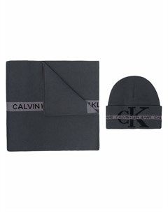 Комплект из шапки бини и шарфа с логотипом Calvin klein