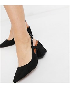 Черные туфли на среднем каблуке с ремешком на пятке для широкой стопы Wide Fit Sydney Asos design