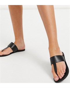 Черные кожаные сандалии для широкой стопы с перемычкой между пальцами Function Asos design