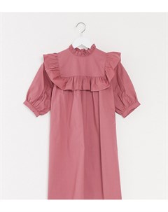 Розовое свободное платье с оборками Influence tall
