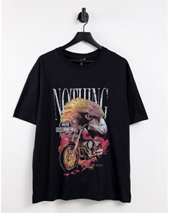Черная oversized футболка с винтажным принтом орла от комплекта Good for nothing