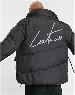 Черный пуховик с логотипом на спине Essential The couture club