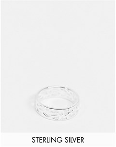 Широкое кольцо из стерлингового серебра с камуфляжным дизайном серебристого цвета Asos design