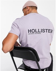 Сиреневая футболка с логотипом на спине Hollister