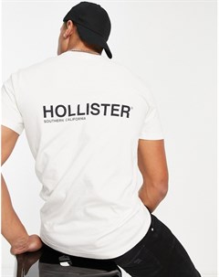Белая футболка с логотипом на спине Hollister