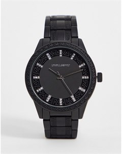 Черные часы браслет с дизайном в виде греческих волн Asos design