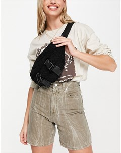Черная сумка кошелек на пояс с двумя пряжками Topshop