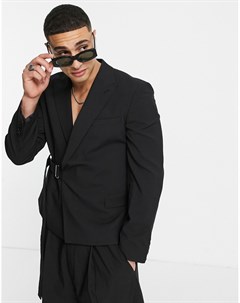 Черный короткий пиджак узкого кроя Asos design