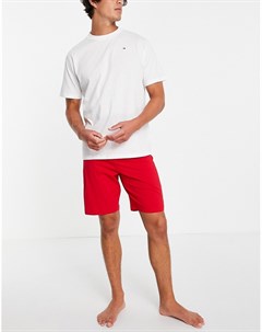 Комплект для дома из футболки и шорт с логотипом в виде флага белого и красного цветов Tommy hilfiger