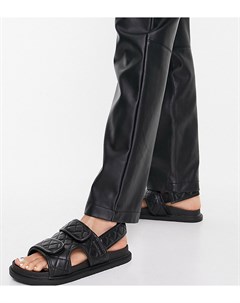 Черные стеганые сандалии с двойным ремешком для широкой стопы Truffle collection