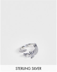 Серебряное кольцо в виде крокодила серебристого цвета Asos design